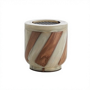 Brûleur d'encens en bois artisanal de qualité supérieure, style arabe Madkhan, en résine, pour Oud et bois de santal, parfum d'ambiance luxueux pour la maison, idéal pour le Ramadan - Product Image 1