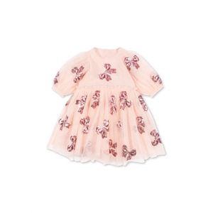 Robe d'été en coton pour filles, style danois, nouvelle collection, mignonne et chic, style princesse, avec sequins, perles et nœuds, manches bouffantes - Product Image 5