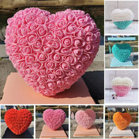 2025 coeur de rose artificielle le plus populaire avec boîte en Pvc coeur en mousse PE 35cm coeur de rose de fleur artificielle personnalisé pour la saint-valentin