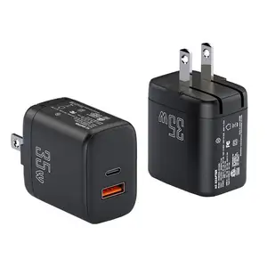 EU Fast Travel Wall Charger USB-A+USB-C Dual Port Foldable PD 35w Fast Charger