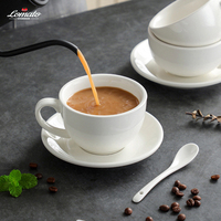 Ensemble de tasses à café et soucoupes en céramique blanche unie pour expresso, style italien nordique, en porcelaine, pour latte, thé, lait, pour le bureau