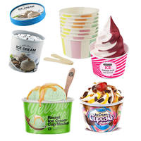 Papel de grado seguro para alimentos respetuoso con el medio ambiente de cartón biológico, venta directa de impresión personalizada, taza de bañera de helado, pinta con tapa