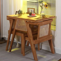 Ensemble de salle à manger 3 pièces en bois massif de frêne de style nordique avec dossier, table et chaises, meubles de rangement écologiques