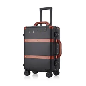 Luxury Vintage Metal Carry-on Luggage Unisex Retro Suitcase with Silent Spinner Wheels & TSA Lock Men's Women's Travel Companion