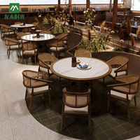 Youmu Shiguang Chinesisches Restaurant Hotel Gesinterter Stein Esstisch Massivholz Stuhl Set Traditionelles Design Restaurants