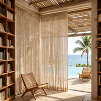 Paravent vertical en macramé de corde de coton de qualité professionnelle pour l'extérieur, idéal pour les patios de complexes hôteliers en bord de mer des Caraïbes