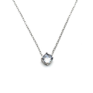 European And American Style Minimalist 18k Gold Clavicle Chain Stainless Steel Round Zircon Necklace For Women Gift - Product Image 5