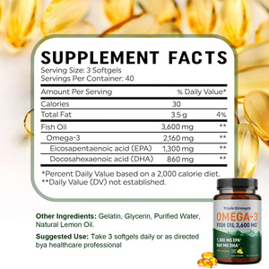Cápsulas de Aceite de Pescado Omega-3 con Certificación GMP, 3600 mg, Halal, Triple Potencia, EPA, DHA, para Adultos, Sin OMG, Suplementos, Venta al por Mayor de Fábrica - Product Image 2