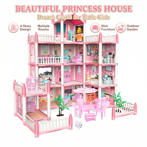 Grande Casa delle Bambole in Plastica ABS con Mobili in Miniatura, Set Fai-da-Te per Principesse - Product Image 4