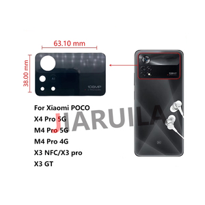 Obiettivo della fotocamera posteriore con obiettivo della fotocamera posteriore con adesivo per Xiaomi <span class=keywords><strong>POCO</strong></span> <span class=keywords><strong>X3</strong></span> NFC X4 M4 <span class=keywords><strong>Pro</strong></span> 4G 5G parti di riparazione del telefono cellulare - Product Image 1