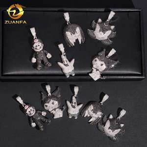 Colgante de Moda con Diseño de Dibujos Animados, Joyería Hip Hop con Incrustaciones de Moissanita, Colgante de Plata <span class=keywords><strong>925</strong></span> con Cadena de Moissanita, Colgante con Logotipo - Product Image 5