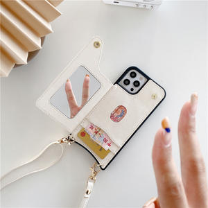 Funda de cuero con correa de cadena cruzada para mujer, billetera con soporte para ranura para tarjeta, espejo de maquillaje, para <span class=keywords><strong>iPhone</strong></span> 13, 12, 11 Pro Max - Product Image 2