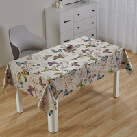 Nappe en PVC imprimée métallique RNPT avec support tissé, motif floral rose, imperméable et résistante à la chaleur pour salle à manger