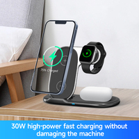 Support de chargeur sans fil magnétique flexible 3-en-1 avec une puissance maximale de 15 W pour une utilisation portable sur le bureau et au lit