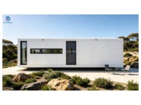 Villa préfabriquée de luxe en acier léger, style pavillon blanc, 1 chambre, 1 salle de bain, toit plat, maison minimaliste moderne, portes coulissantes, piscine, clé en main