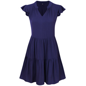 Vestidos de verano de las mujeres 2020 de <span class=keywords><strong>moda</strong></span> de las mujeres de Color sólido Casual mosca manga ropa al por mayor vestidos - Product Image 2