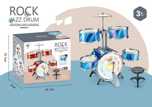 Wholesale Kids Lighting Sensing Jazz <b>Drum</b> Set Multi Color Optional Early Learning Rock <b>Drum</b> <b>Toy</b> With Stool For Gift - Product Image 6