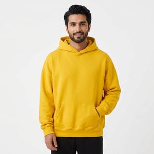 Sweat à capuche personnalisé en molleton bouclette 100% coton épais pour homme, vert, avec fermeture éclair, épaules tombantes, coupe oversize, respirant, séchage rapide, 420 g/m² - Product Image 1