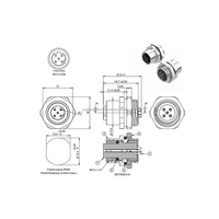 CE RoHS, fábrica de alta calidad, venta al por mayor, conector chapado en oro, 5 pines, M12, código D, enchufe blindado, montaje en Panel trasero, copa de soldadura IP67