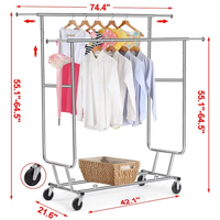 Langlebiger Rolling Garment Holder Metall Display Rack mit Riemens ch eiben Tragbare Stahl Rack Möbel Boden Display Stand Einfache Installation