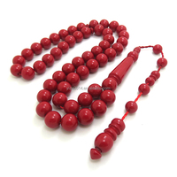 Desain terbaru Resin merah kalung warna karang manik-manik rosario Muslim ukuran 10mm Subha Tesbih manik doa rosario Islam