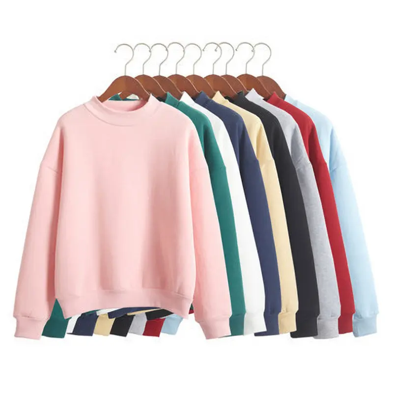 Unisex Street Style Jersey Oversized Pullover Men's Turtleneck Sweatshirt Without Hood