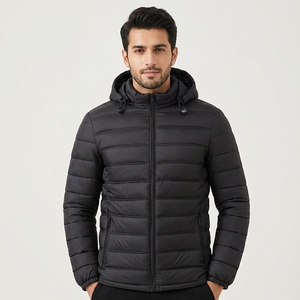 Men's Lightweight Quilted Puffer Jacket in Black with Hood <b>Waterproof</b> <b>Warm</b> Winter for Outdoor & Casual Wear - Product Image 1