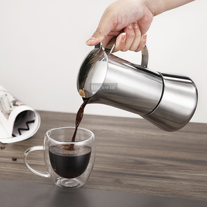 HIGHWIN Cafetière Moka <span class=keywords><strong>6</strong></span> <span class=keywords><strong>tasses</strong></span> à café en acier inoxydable - Product Image 3