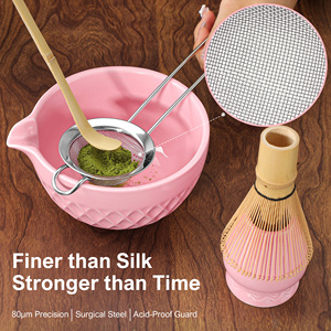 7-Piece Traditional Pink Ceramic Matcha <b>Tea</b> <b>Set</b> with Rhombus Bowl Bamboo Whisk <b>Tea</b> Scoop for <b>Tea</b> Enthusiasts - Product Image 5