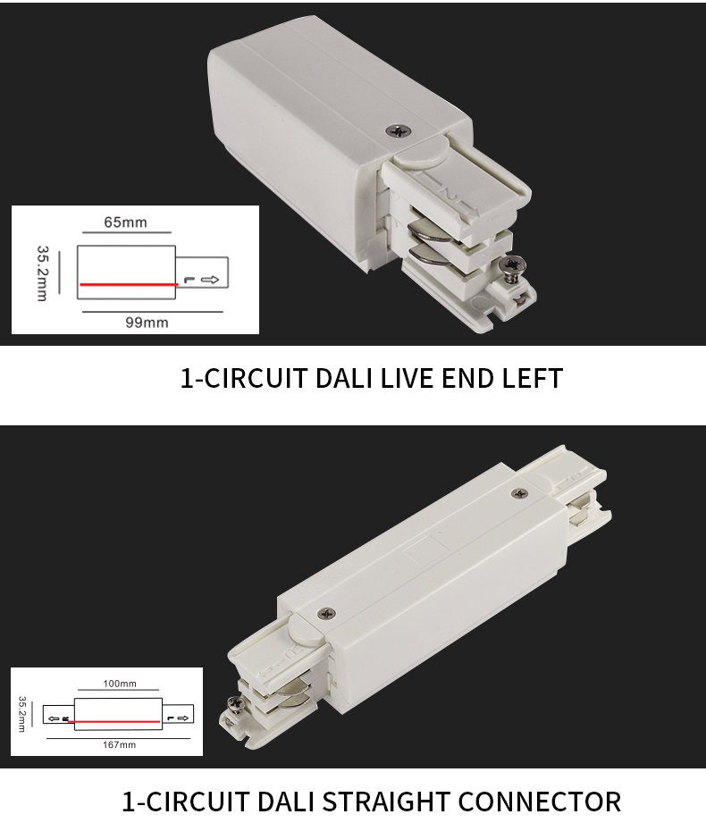 Single Phase 1M DALI Track in High-end Quality Main Materials Copper and Aluminum Profile 230V 16A Max with DALI Signal