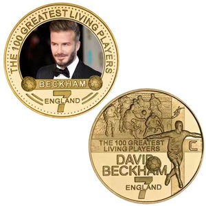 เหรียญที่ระลึกนักฟุตบอลชื่อดัง เบ็คแฮม เหรียญทรงกลมเคลือบทอง ตราสัญลักษณ์หล่อขึ้นรูป ของสะสม เหรียญที่ระลึก - Product Image 5