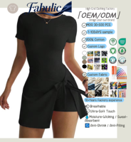 Fabricant OEM ODM de Robes-Shorts de Yoga pour Femmes, Conception Personnalisée, Vente en Gros, Tenue de Sport Une Pièce avec Short Intégré, Coupe Ajustée