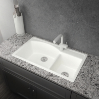 Nouvelle arrivée : Évier de cuisine et salle de bain en quartz, vasque simple avec robinet, design moderne, installation sous plan, surface polie brillante, couleur sésame