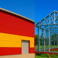 Горячая распродажа: Цветное металлическое здание-склад с прочной сборной стальной конструкцией, водонепроницаемыми стенами и кровлей из цветной стали