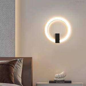 Modern Nordic Simple Round Aluminum LED <b>Wall</b> Lamp Dimmable for <b>Bedside</b> Staircase Balcony Decorative <b>Lighting</b> - Product Image 1
