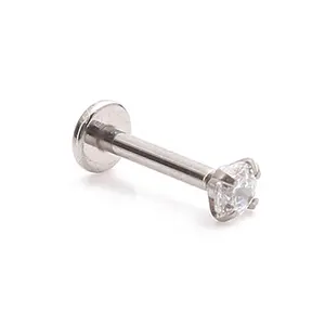 Titan Trong Nội Bộ Threaded Prong Set Pha Lê CZ Labret Piercing Studs Vành