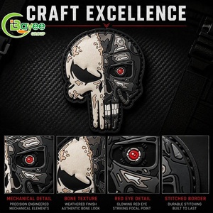 Parche de PVC 3D Personalizado con Diseño de Calavera, Insignia Táctica para Ropa, Bolsas y Accesorios - Product Image 1