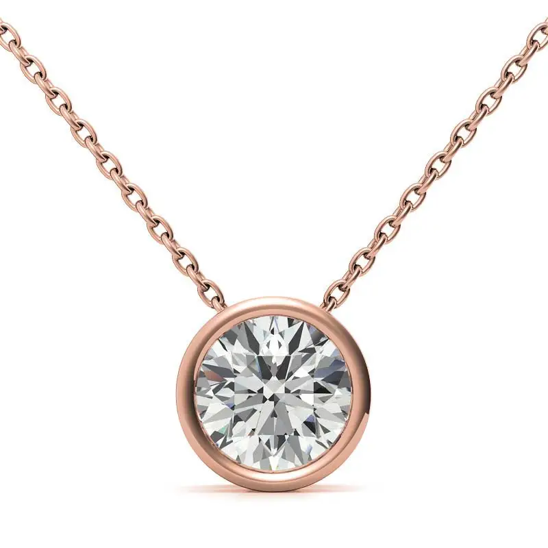 14k White Gold Solitaire Diamond Necklace Round Lab Diamond Necklace Custom Pendant Women
