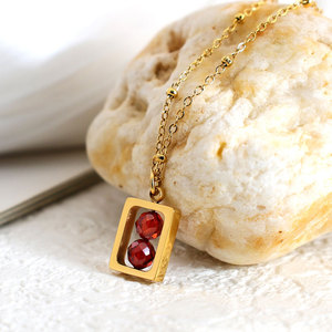Collar de Joyería con Colgante de Piedra de Nacimiento en Acero Inoxidable 316L, Chapado en Oro de 18k, Resistente al Agua y al Deslustre, con Logotipo Personalizado para Mujer - Product Image 4