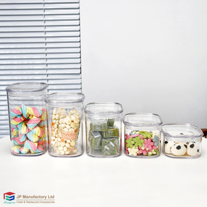 Pot en plastique sans BPA SAN AS, carré, coloré, conteneur de rangement, <span class=keywords><strong>orange</strong></span>, gris, transparent - Product Image 5
