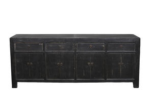 Лидер продаж, популярный потертый вабисаби, Восстановленный черный четырехдверный шкаф из массива дерева с четырьмя ящиками - Product Image 3