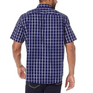 Ropa de calidad de exportación Stock Hombres Color azul marino Manga corta Slim Fit Check Shirt Stock Lote Directo de la fábrica de Bangladesh - Product Image 2