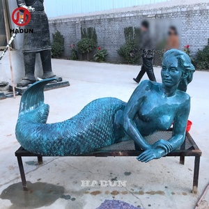 Sculptures d'extérieur Statue de sirène <span class=keywords><strong>nue</strong></span> en bronze pour jardin - Product Image 3