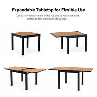 Mesa de Comedor para Patio HOMFUL con Superficie de Listones de WPC con Aspecto de Madera, Mesa de Comedor Extensible de Dos Piezas de Aluminio para Jardín Exterior