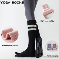 Chaussettes de sport antidérapantes en tissu éponge pour yoga, chaussettes de basketball à grip pour femmes, personnalisables avec logo, printemps, 5 orteils