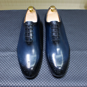 Zapatos Oxford de Otoño, Formales, de Negocios, de Cuero Genuino, con Punta Cuadrada, Tallados a Mano, con Cordones, Transpirables, Antideslizantes - Product Image 1