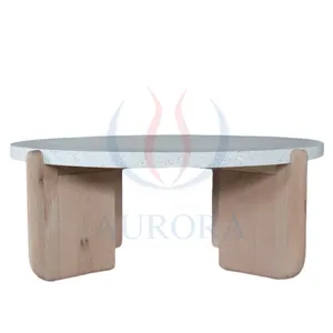 Wholesales Price Made In Vietnam Concrete Outdoor Coffee Table Mix Material Outdoor Furniture Wood Concrete Table Factory Price