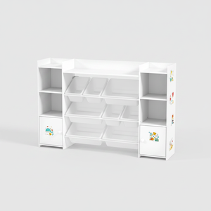 Baule Portaoggetti per Bambini Bianco con 8 Contenitori Rimovibili e Libreria per Comodo Stoccaggio dei Giocattoli Modello AL1042 - Product Image 4