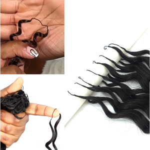 Extensioni per capelli umani ricci pre-looped con nodo invisibile, in piuma, di grado 10A, da 16-24 pollici, ricci burmesi, per trecce, in vendita calda - Product Image 5