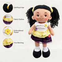 Poupée en peluche personnalisée fille aux cheveux noirs, jouets en peluche doux, vente en gros, fabricant de jouets en peluche personnalisés, cadeaux en peluche personnalisés pour enfants